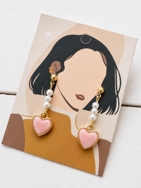 Dangle Pink Heart Earrings