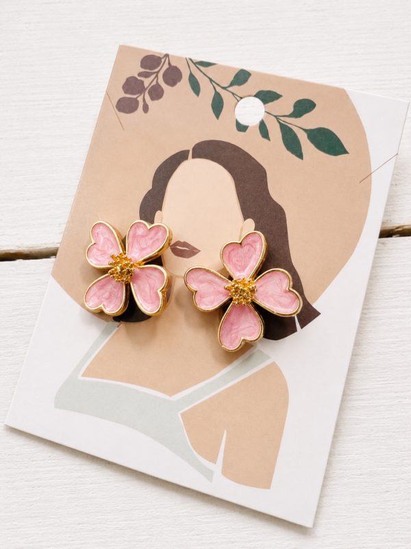 Pink Flower Earrings